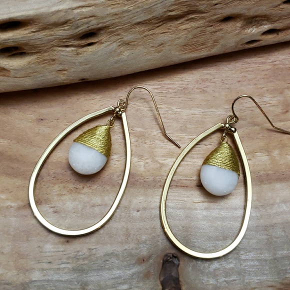 Jewelry - Boho Gold metal and Crystal dangle hoop earrings Jewelry - Boho Gold metal and Crystal dangle hoop earrings